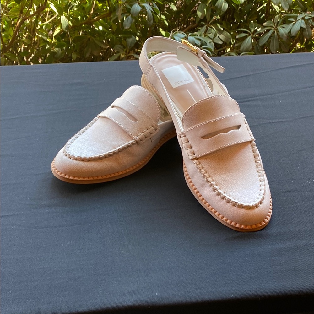 Chic Beige Loafers with Buckle Detail